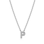 Paris 1901 SS CZ Mini Initial P Necklace 18”