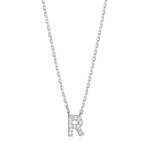 Paris 1901 SS CZ Mini Initial R Necklace 18”