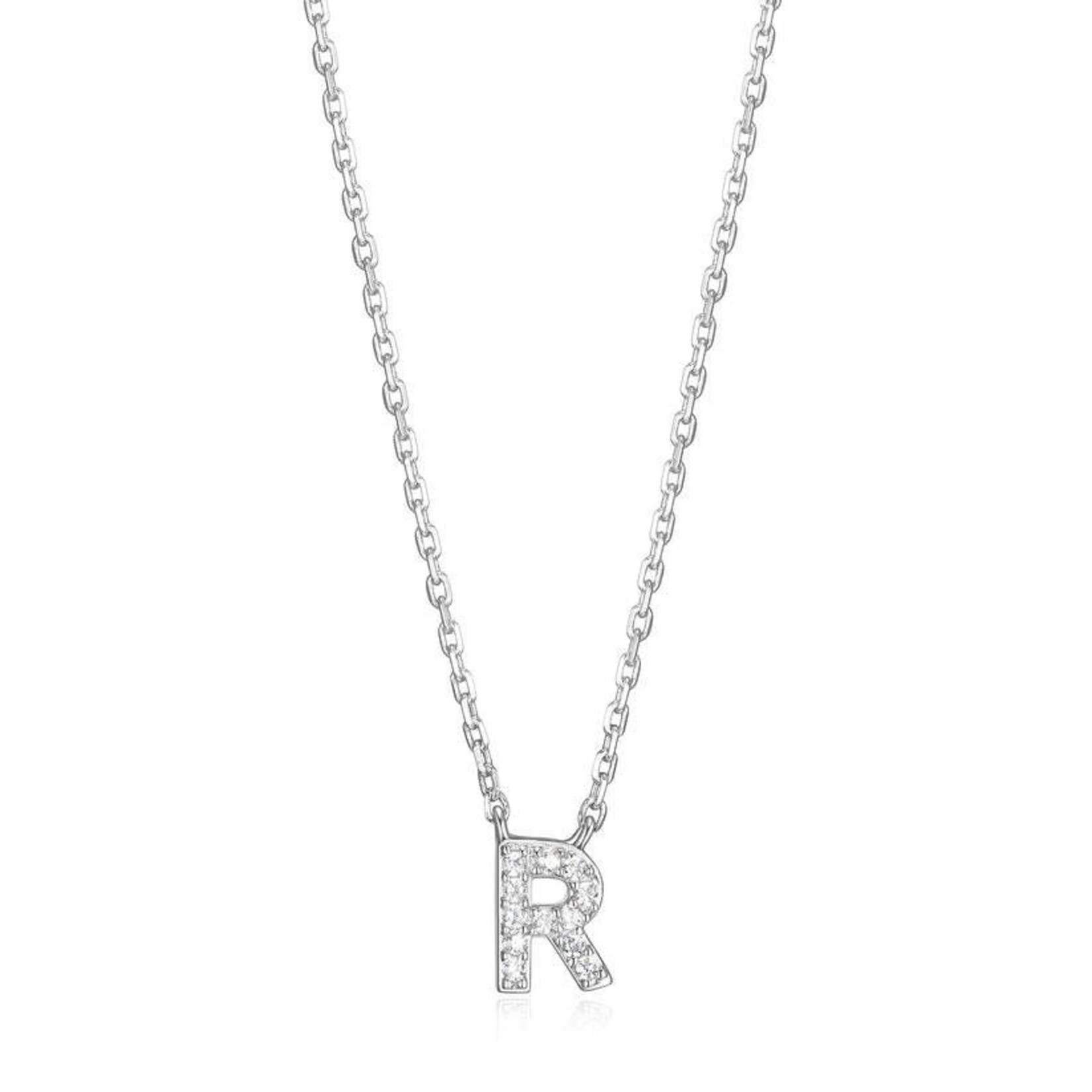 Paris 1901 SS CZ Mini Initial R Necklace 18”