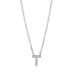 Paris 1901 SS CZ Mini Initial T Necklace 18”