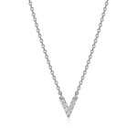 Paris 1901 SS CZ Mini Initial V Necklace 18”