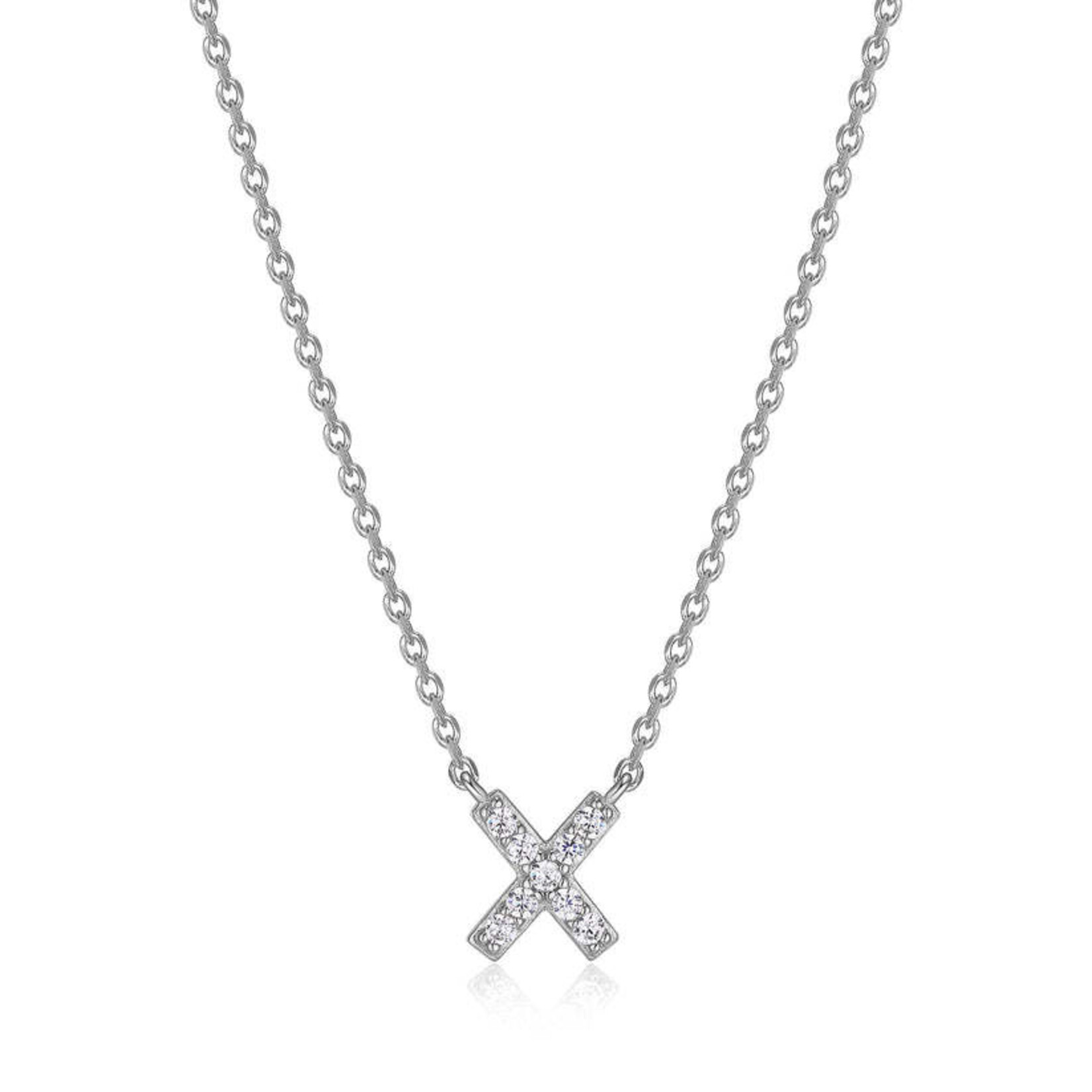 Paris 1901 SS CZ Mini Initial X Necklace 18”