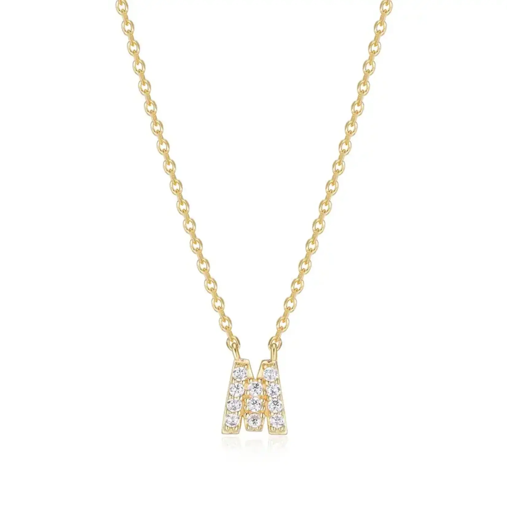 Paris 1901 SS 18K Vermeil CZ Mini Initial M Necklace 18”+2”