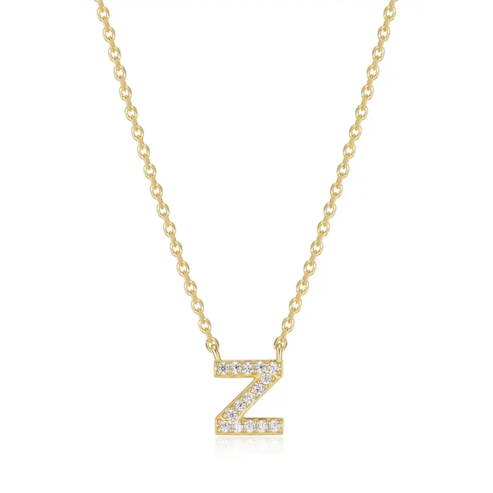 Paris 1901 SS 18K Vermeil CZ Mini Initial Z Necklace 18”+2”