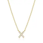 Paris 1901 SS 18K Vermeil CZ Mini Initial X Necklace 18”+2”