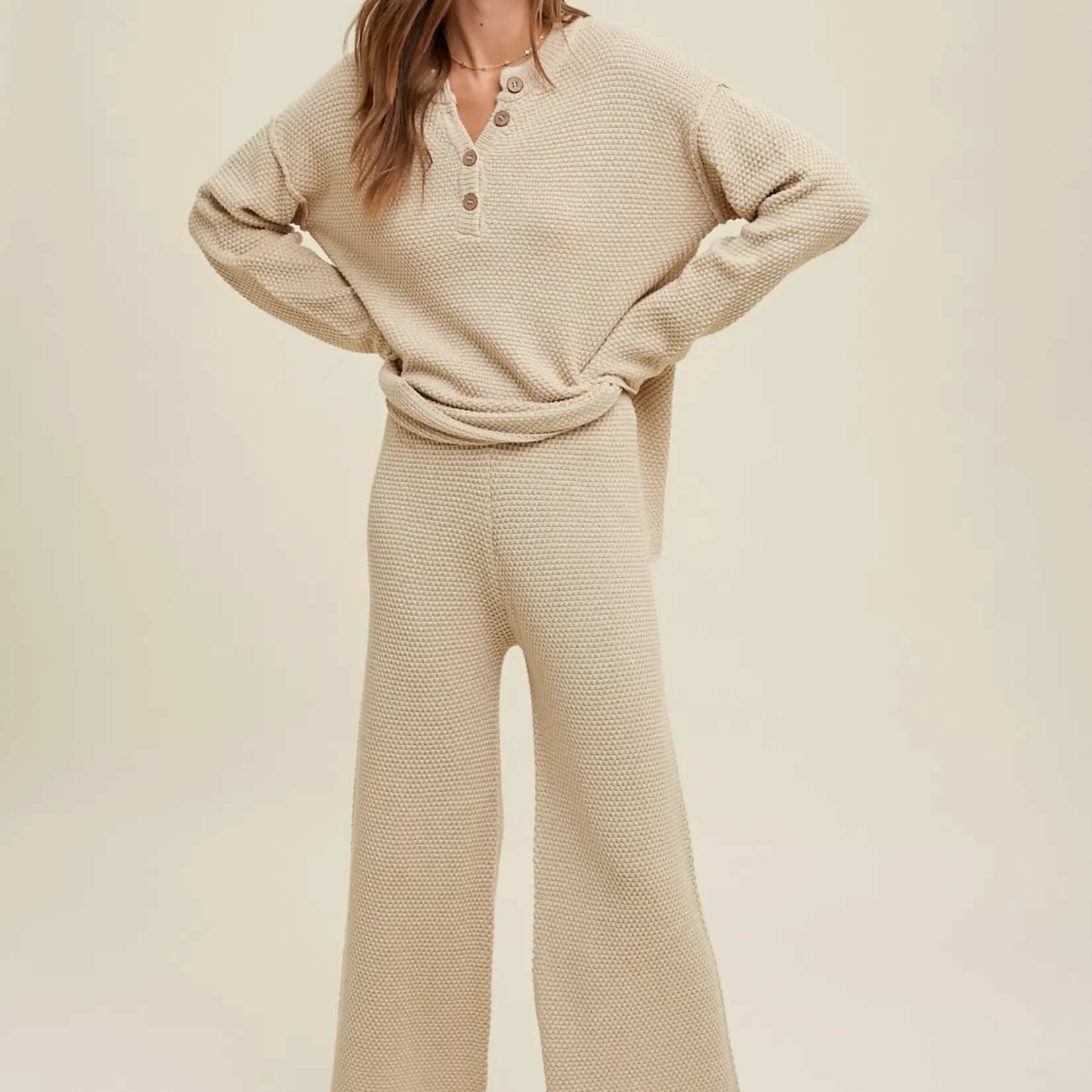 WL24-8498B Textured Sweater Pants - Sorelle Boutique