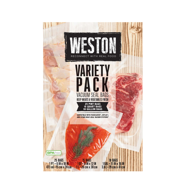 Weston Vac Sealer Bags, Variety Pack - 50 count
