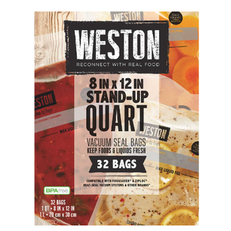 Weston Weston Vac Sealer Bags 8" x 12" (Qt), Easy Fill, 32 ct