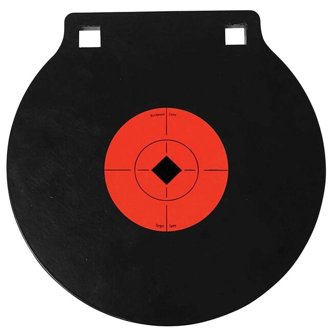 Birchwood Casey 47604 World of Targets Double Hole 8" Pistol/Rifle Black/Orange AR500 Steel Circle w/Crosshair & Diamond 0.38" Thick Hanging