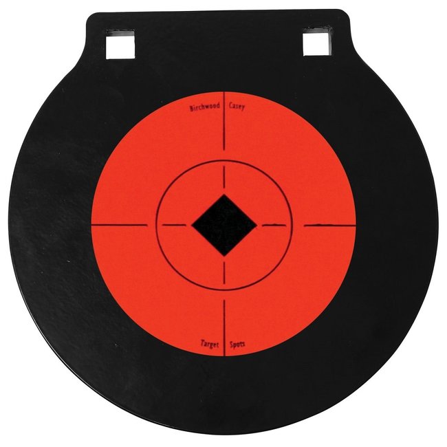 Birchwood Casey World of Targets Double Hole 6" Black/Orange AR500 Steel Circle w/Crosshair & Diamond Hanging