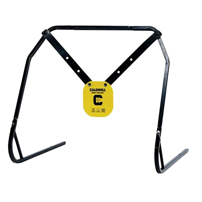Caldwell 1140016 Gong & Target Stand 8" Yellow AR500 Steel Gong Hanging Includes XL Strap Hangers