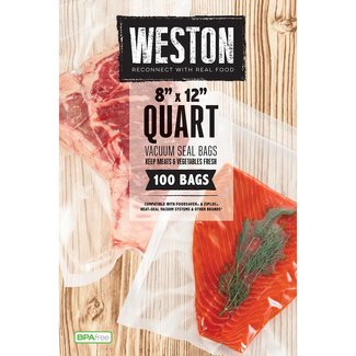 Weston Weston Vac Sealer Bags, 8" x 12" (Quart), 100 count