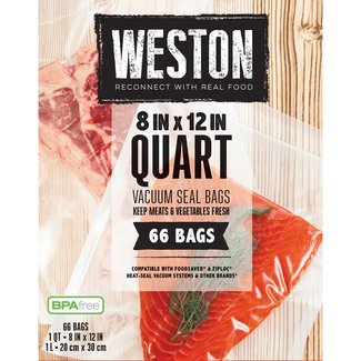 Weston Weston Vac Sealer Bags, 8" x 12" (Quart), 66 count