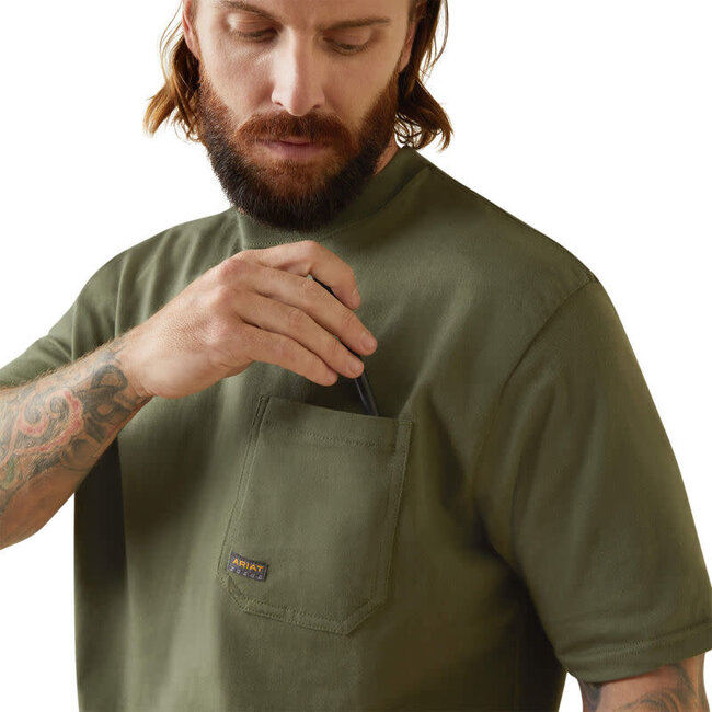 Ariat Men's Rebar Cotton Strong American Outdoors T-Shirt-Beetle