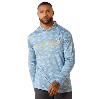 Ariat Apparel Rebar Sunblocker Printed Craft Hooded LS M Shirt Blue