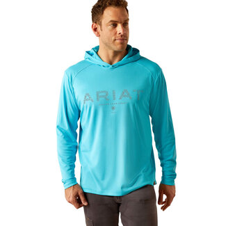 Ariat Apparel Rebar Sunblocker Printed Craft Hooded LS XXL Shirt Blue