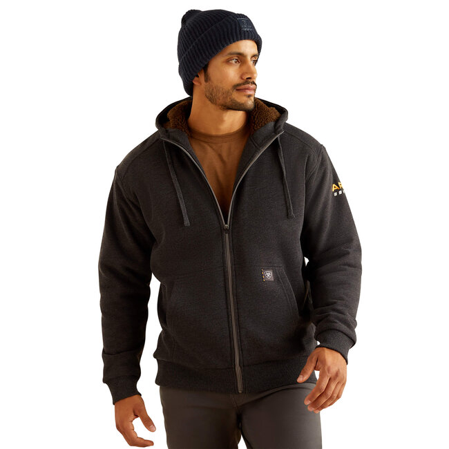 MNS Rebar All-Weather Sherpa-Lined Full Zip Hoodie CHARCOAL HEATHER SML