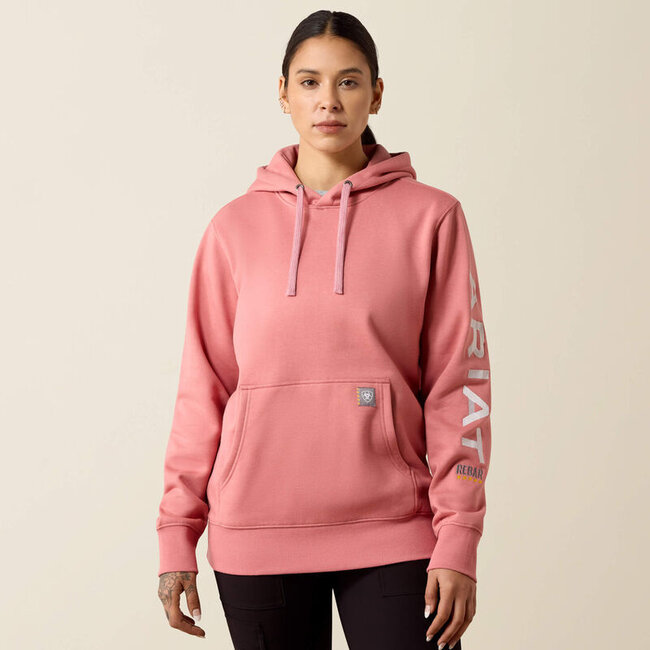 WMS Rebar Workman Graphic Hoodie DUSTY ROSE HEATHER/CLOUD GREY MED