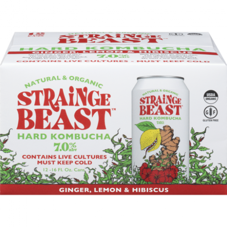 Strainge Beast Ginger Lemon Hibiscus Hard Kombucha 6-Pack