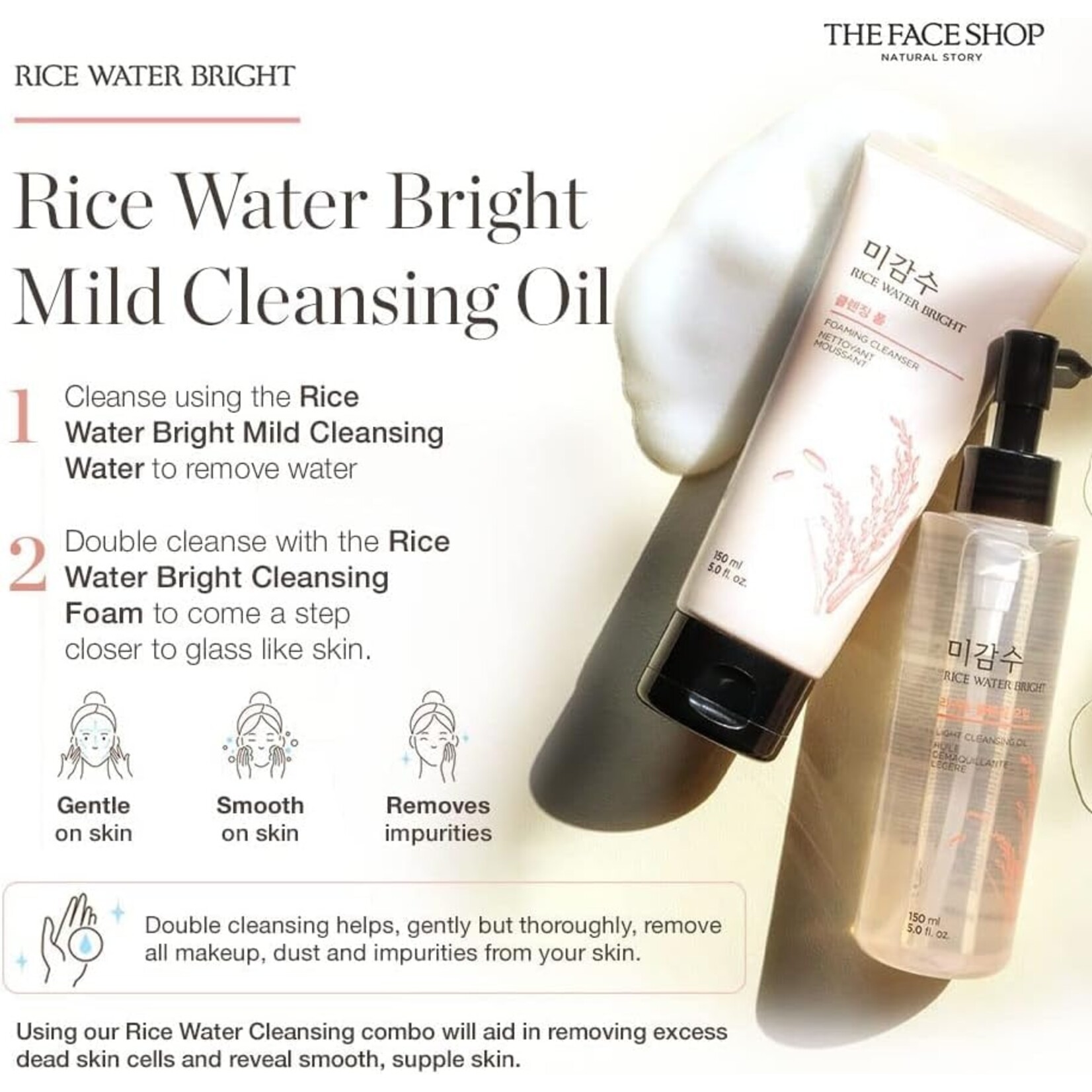 THE FACE SHOP Rice Water Bright Rich Facial Cleansing Oil 150mL