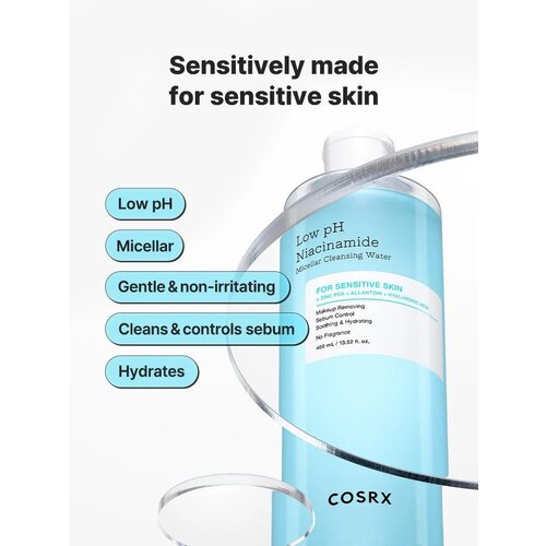 COSRX Low pH Niacinamide Micellar Cleansing Water 400mL COSRX Low pH Niacinamide Micellar Cleansing Water 400mL