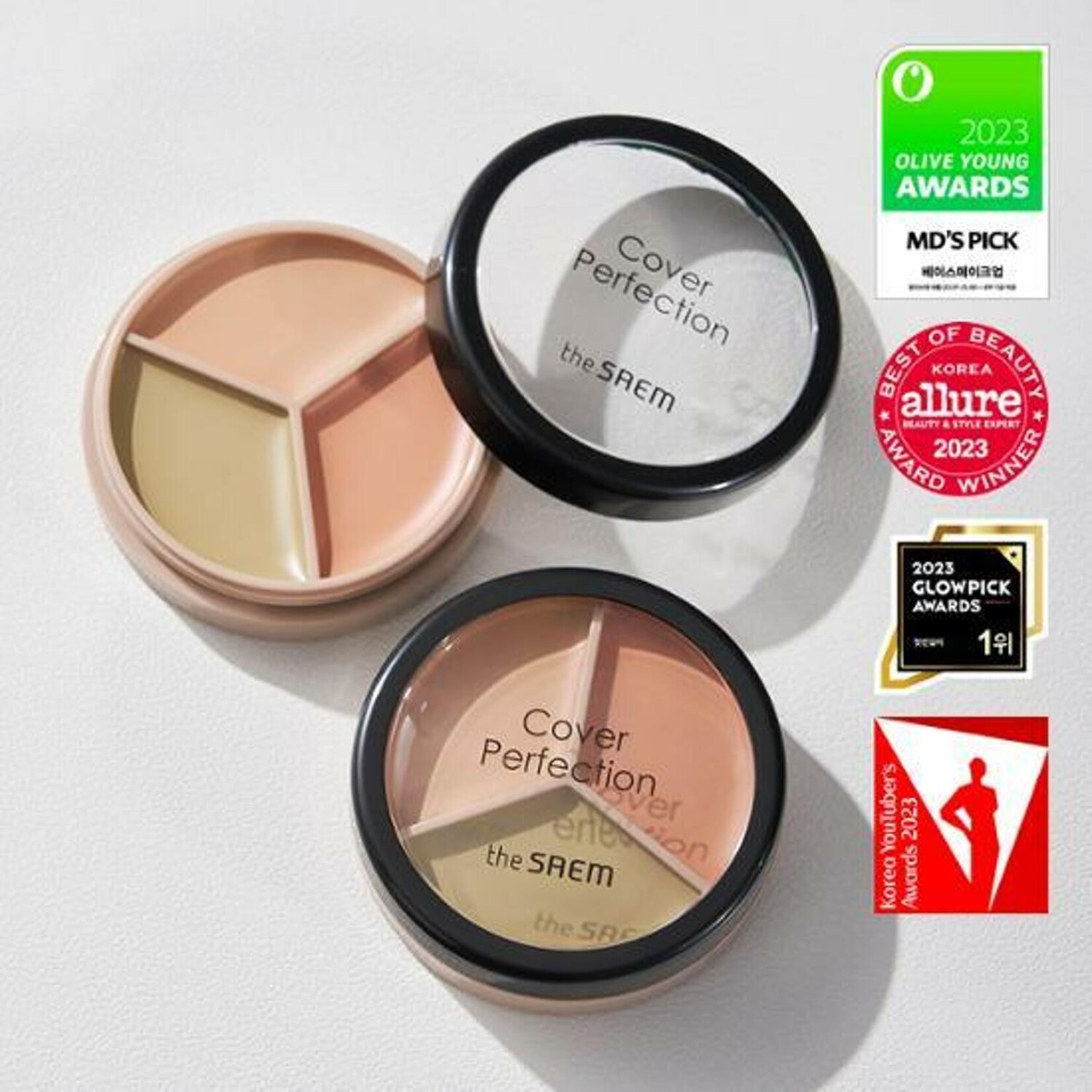 The Saem Cover Perfection Triple Pot Concealer 4.5g*3 #01 Correct Beige