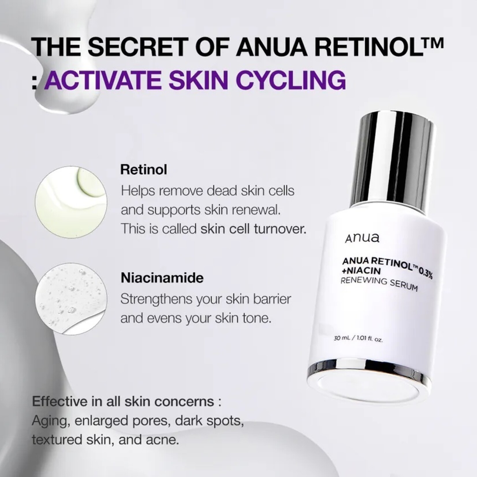 ANUA Nano Retinol 0.3% + Niacin Renewing Serum 30mL