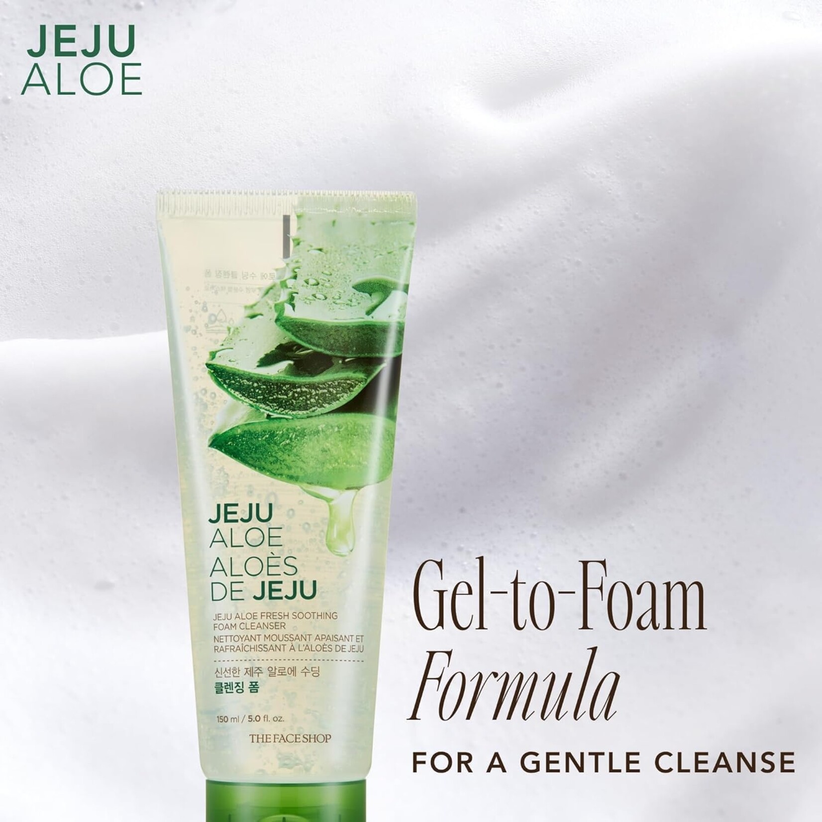 THE FACE SHOP Jeju Aloe Fresh Soothing Foam Cleanser 150mL