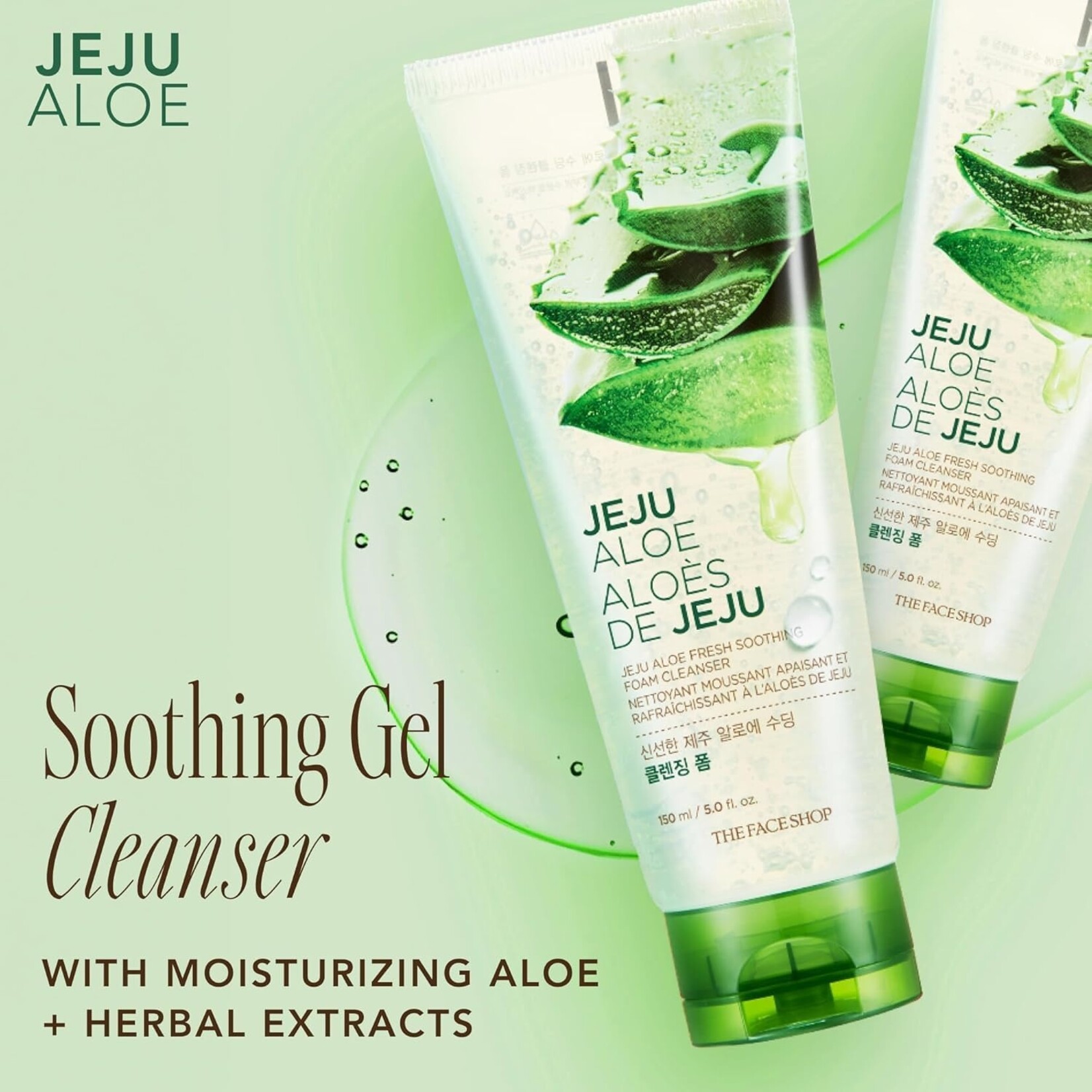 THE FACE SHOP Jeju Aloe Fresh Soothing Foam Cleanser 150mL