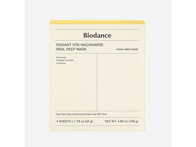 BIODANCE Radiant Vita Niacinamide Real Deep Mask 34g*4pcs