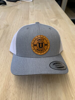 Unity Hockey Circle Logo Leather Patch SnapBack Trucker Hat-Grey & White