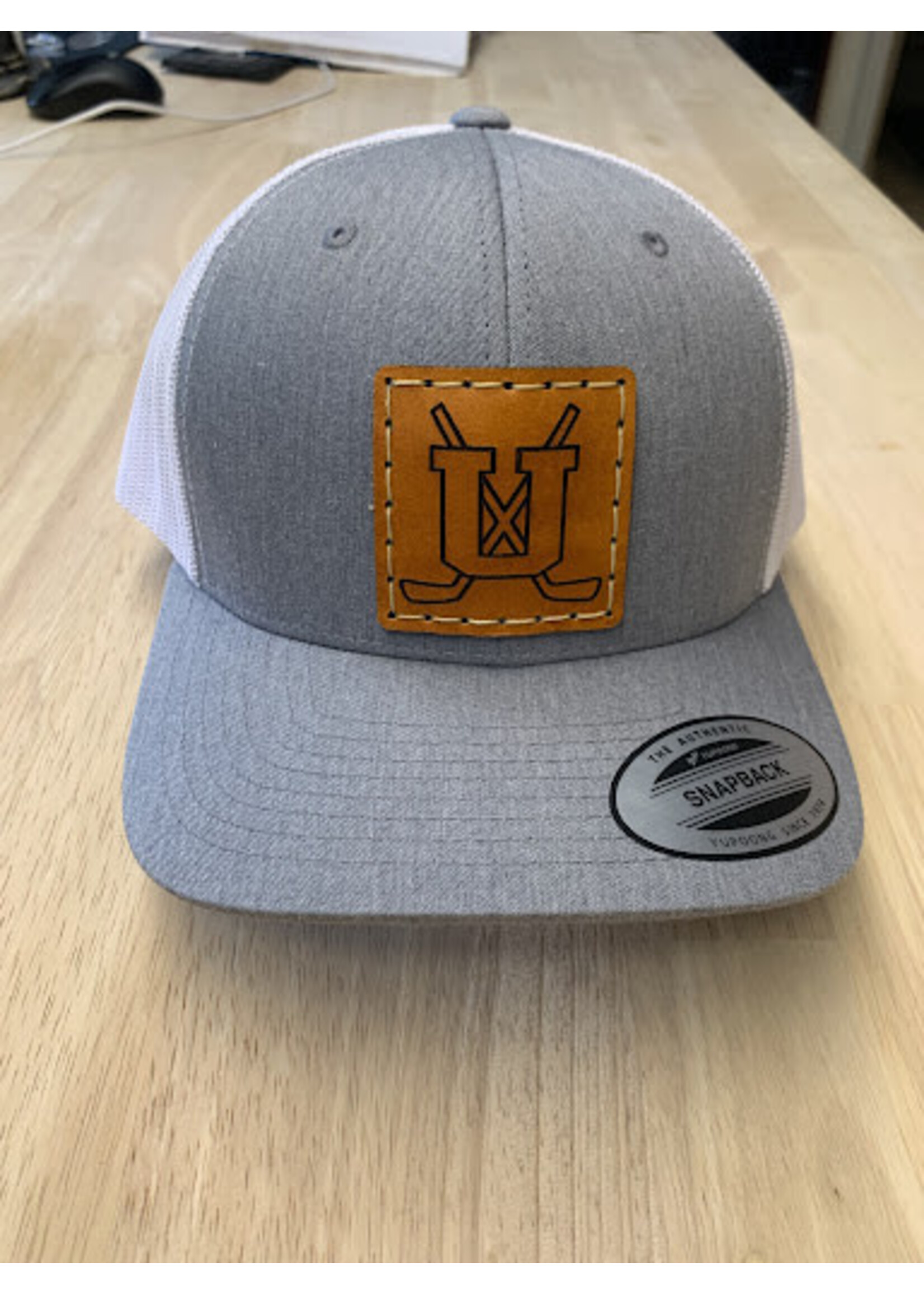 Unity Hockey Leather Patch SnapBack Trucker Hat-Grey & White