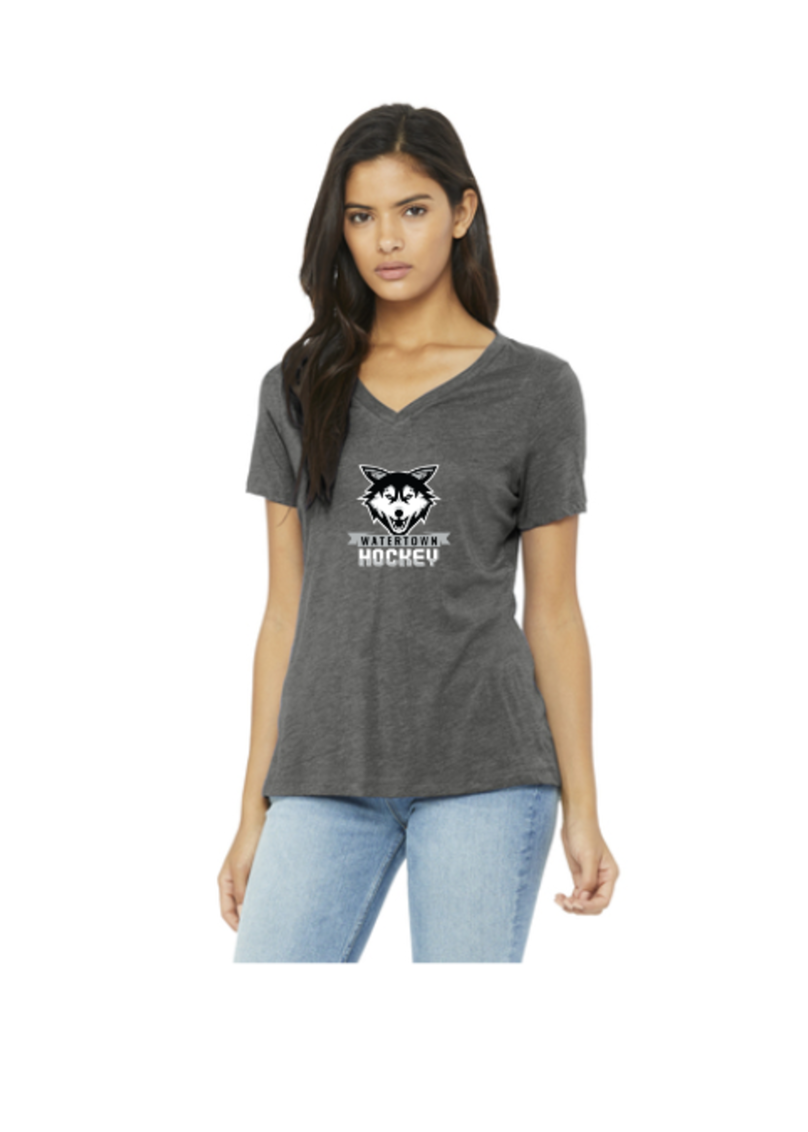 Watertown Hockey Bella+Canvas Ladies Relaxed triblend V-Neck Tee (BC6415)
