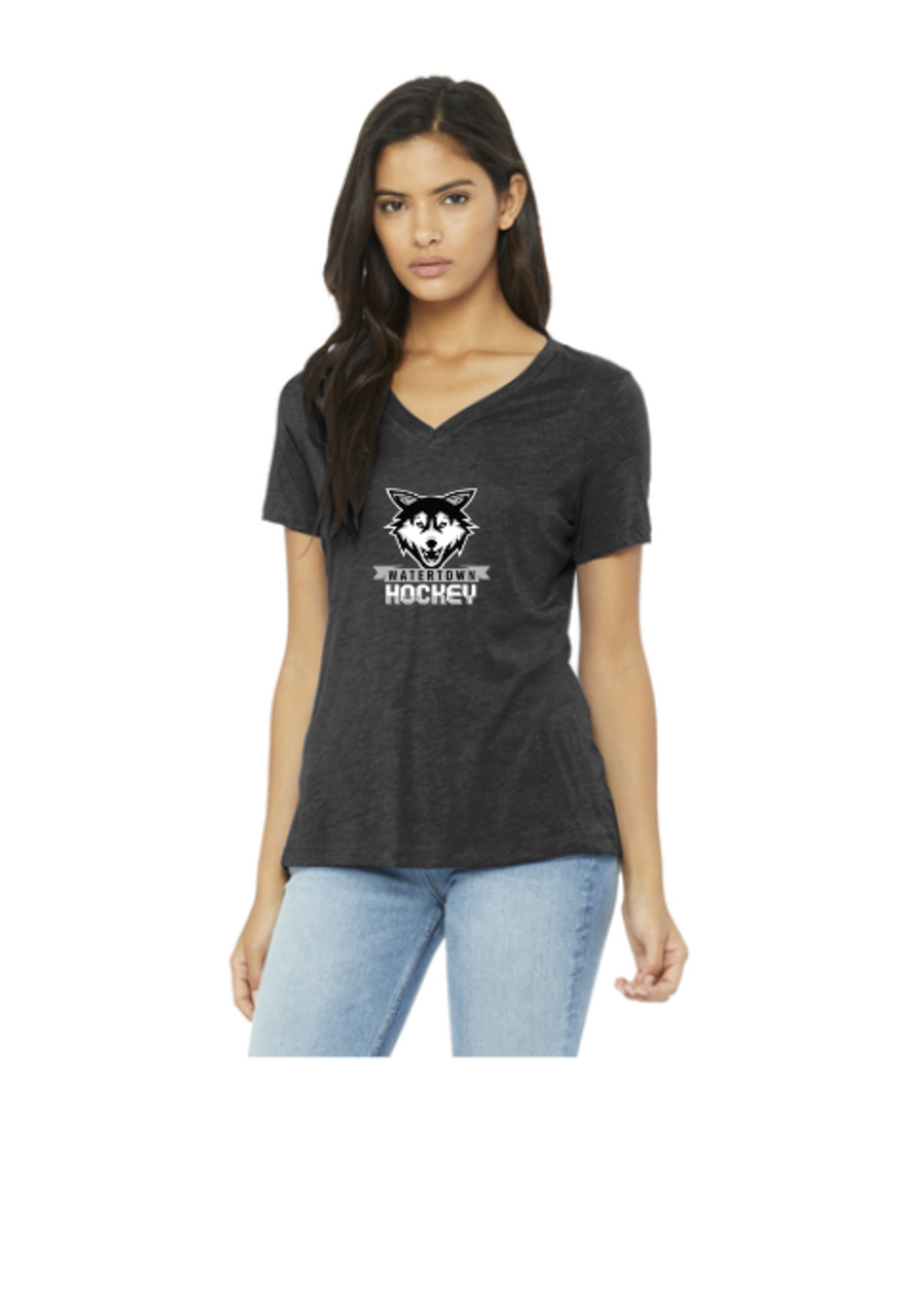 Watertown Hockey Bella+Canvas Ladies Relaxed triblend V-Neck Tee (BC6415)