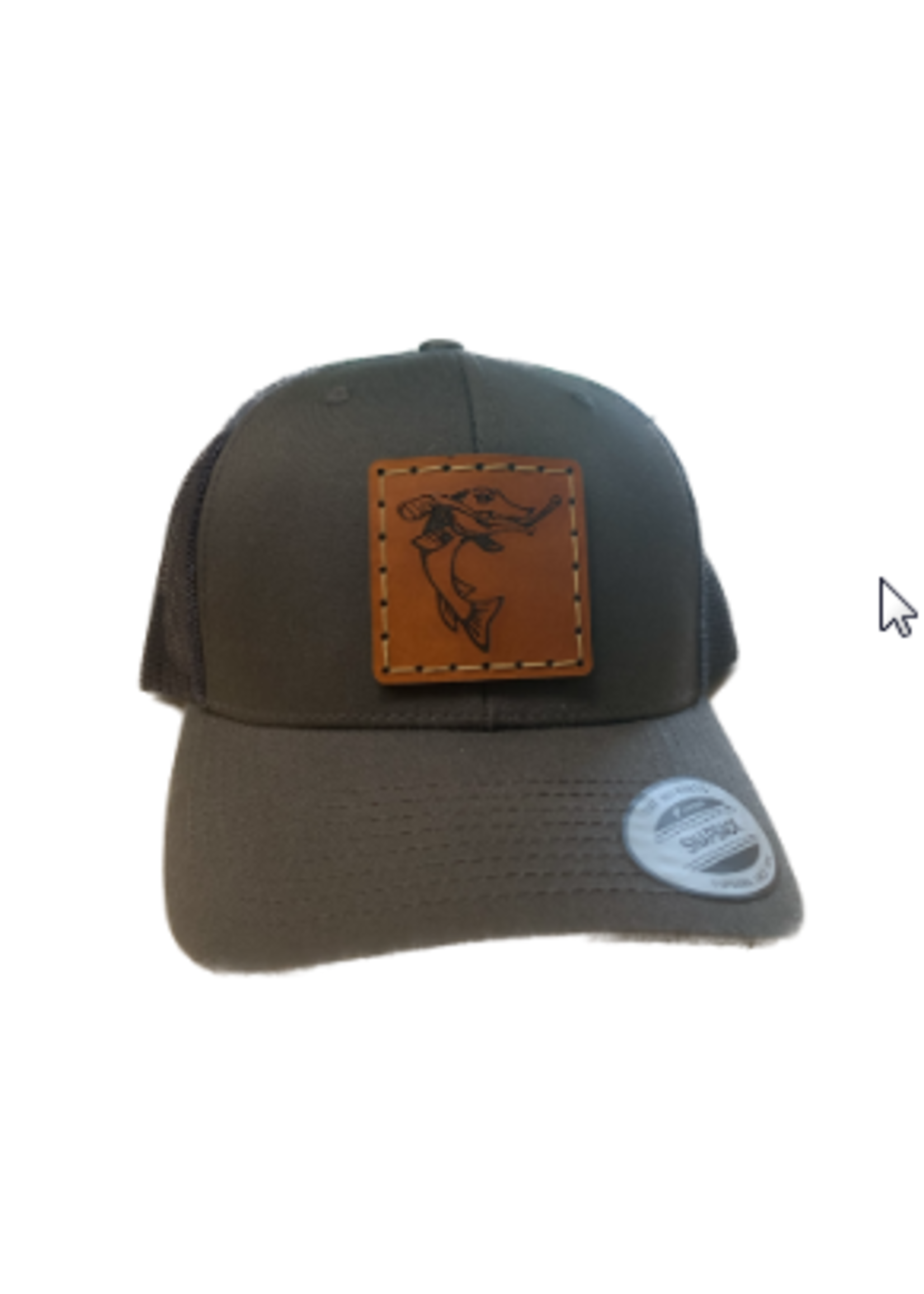 Sara-Placid Lakers Hockey Leather Patch Lakers Fish Logo Charcoal and Navy