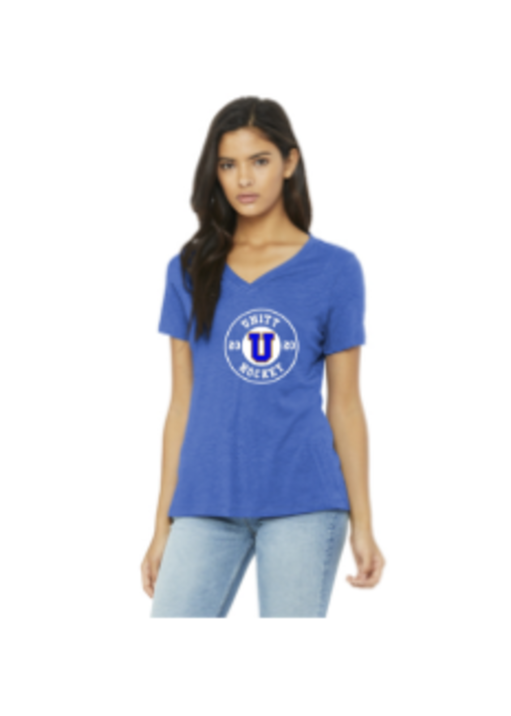 Unity Hockey Bella+Canvas Ladies Relaxed triblend V-Neck Tee (BC6415)