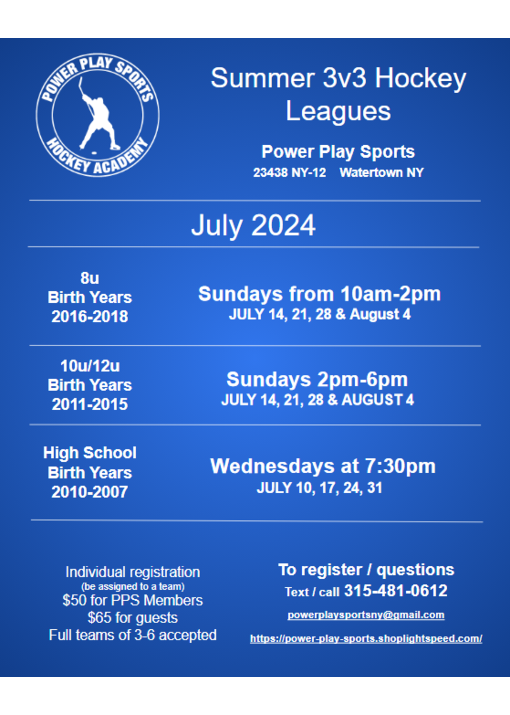 July 3v3 Summer League Registration