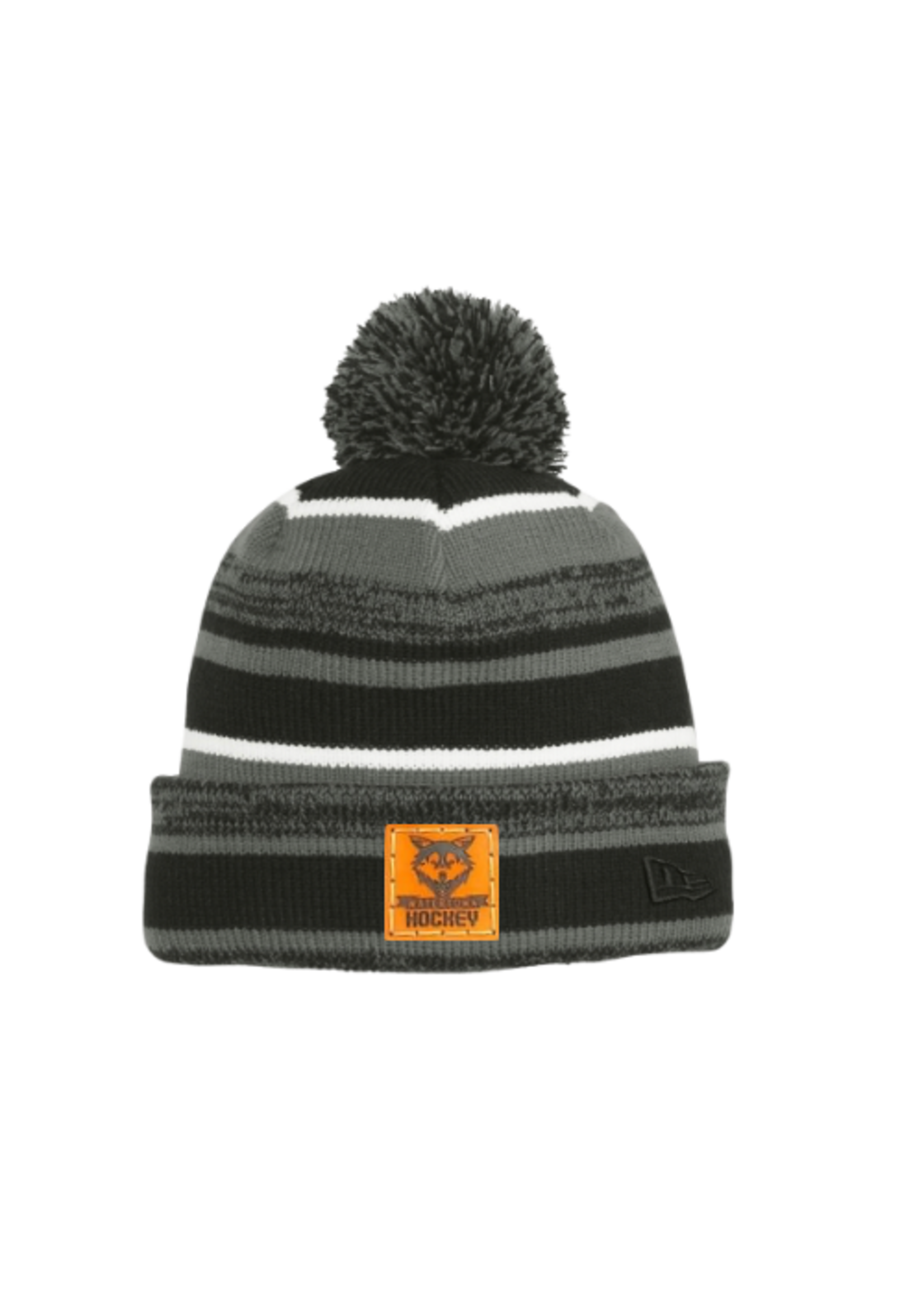 Watertown Hockey Leather Patch Winter Hat Pom