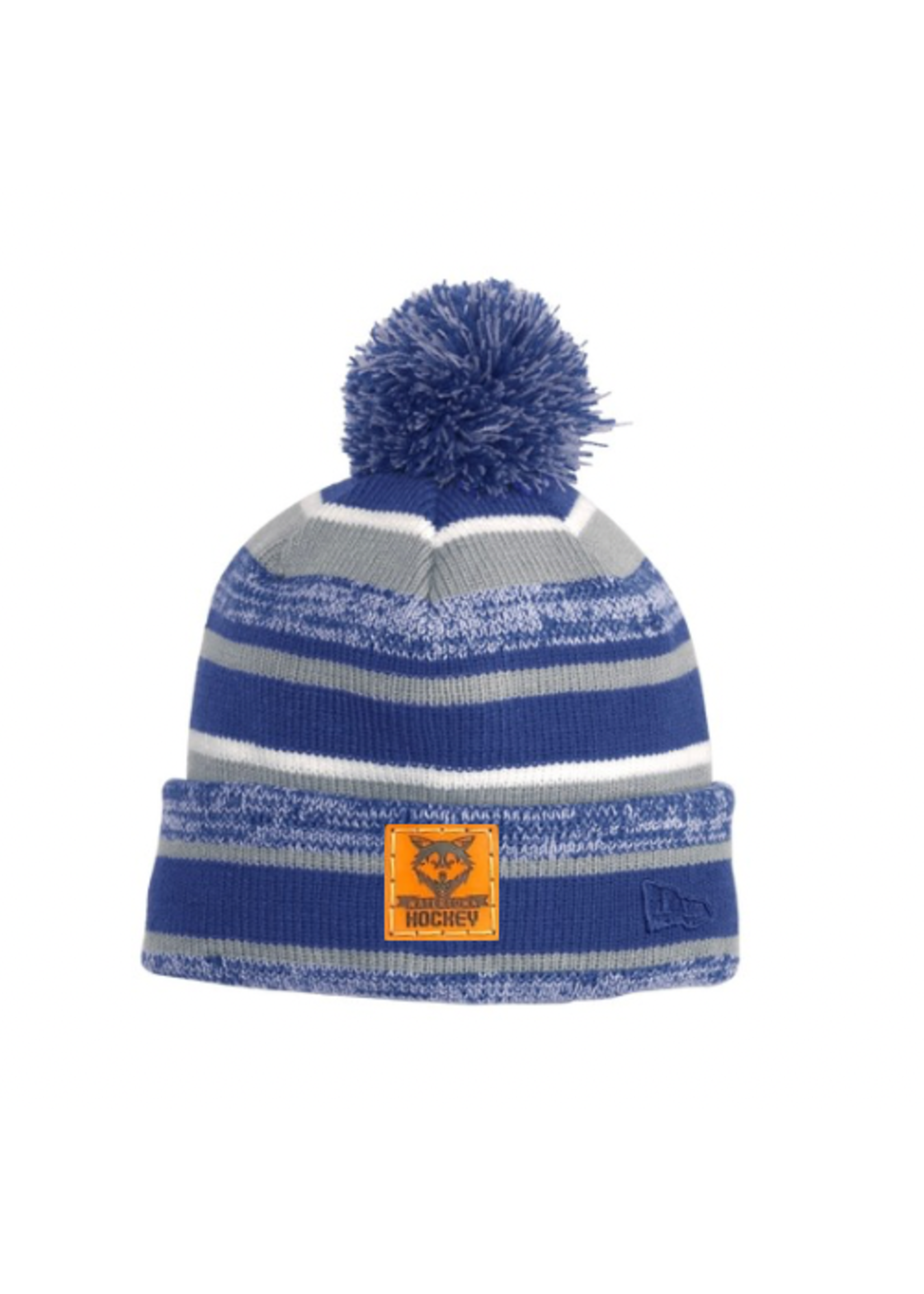 Watertown Hockey Leather Patch Winter Hat Pom