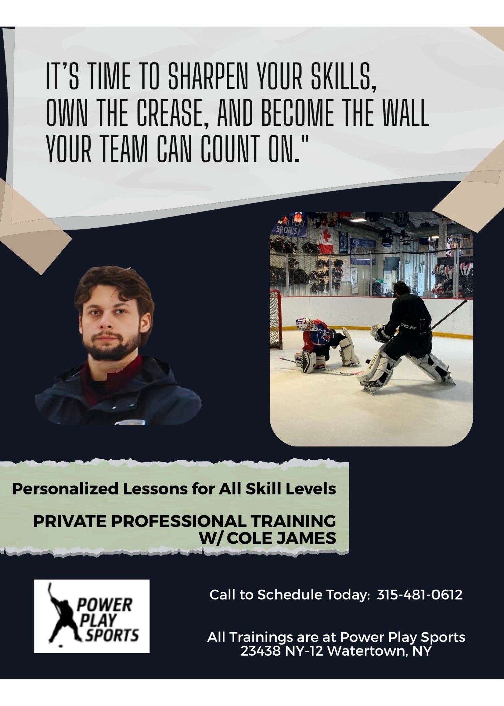 Private Professional Goalie Training w/Cole James