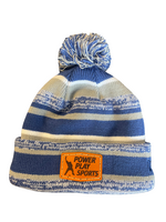 Power Play Sports Leather Patch Winter Hat Pom Royal/Graphite