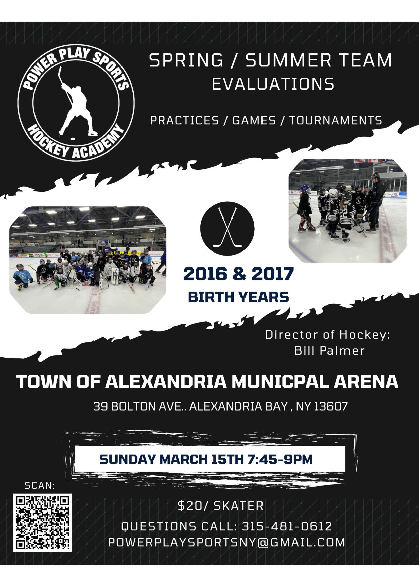 Power Play Sports Hockey Academy 2026 Spring/Summer Development  Evaluations- 2016 & 2017