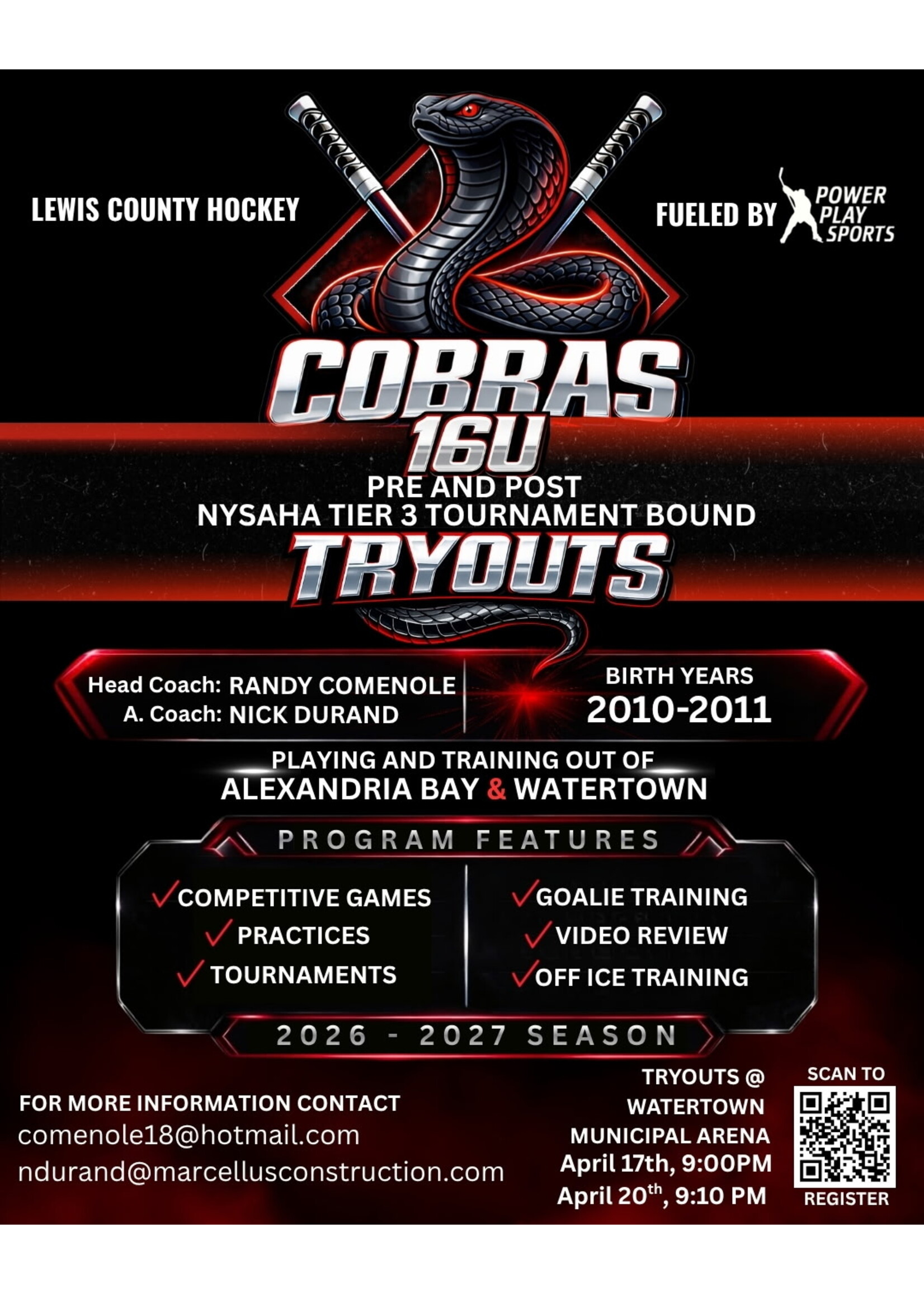 Cobras 16u Tier 3 Tournament Bound Team Tryouts