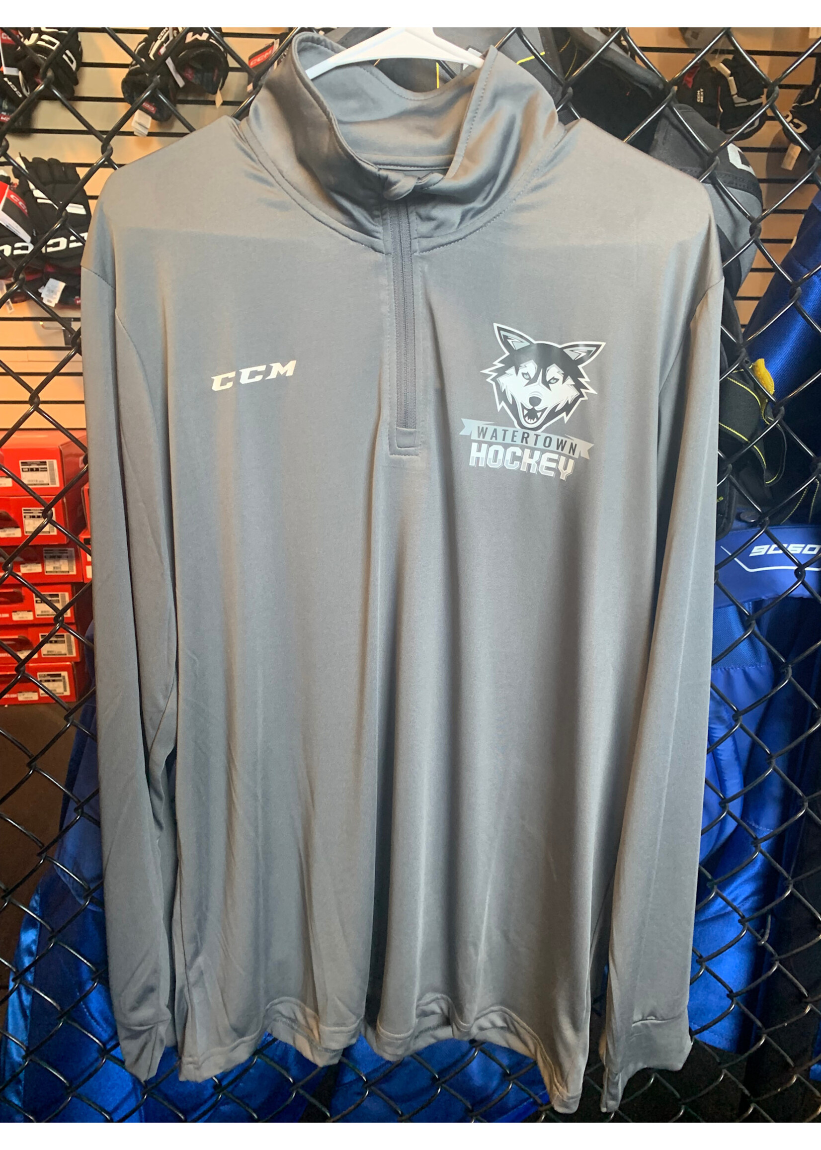CCM 1/4 Zip Long Sleeve Mens Gray AXL