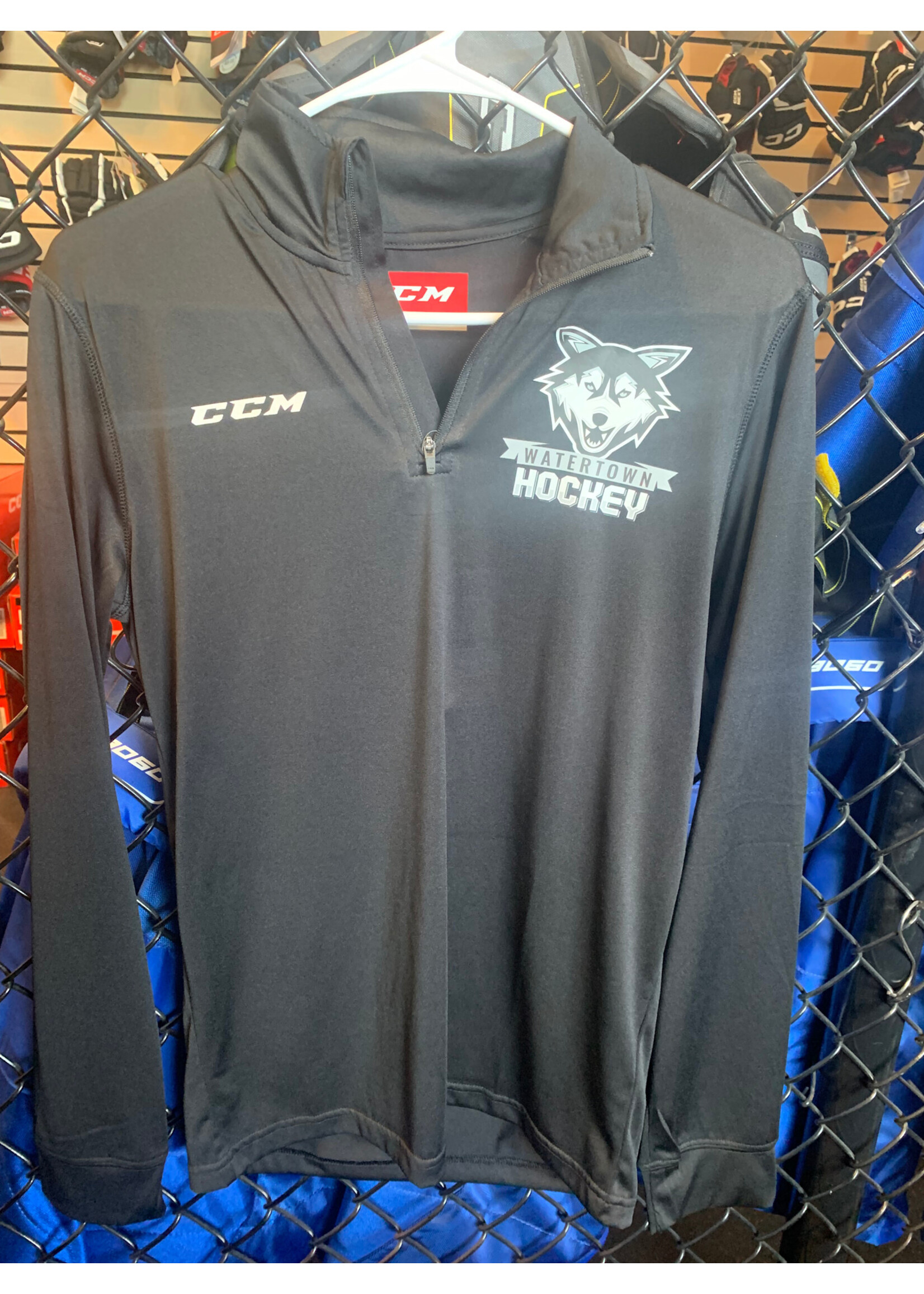 CCM 1/4 Zip Long Sleeve Mens Black AS