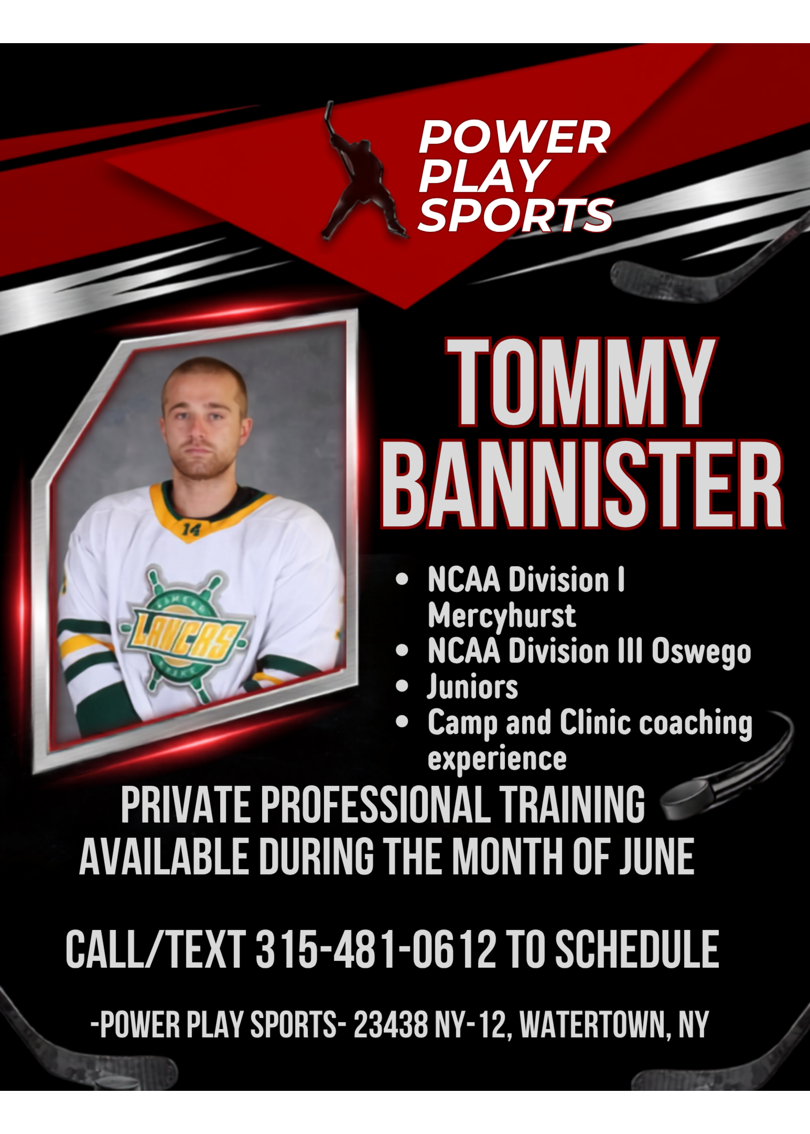 Private Professional Player Training with Tommy Bannister