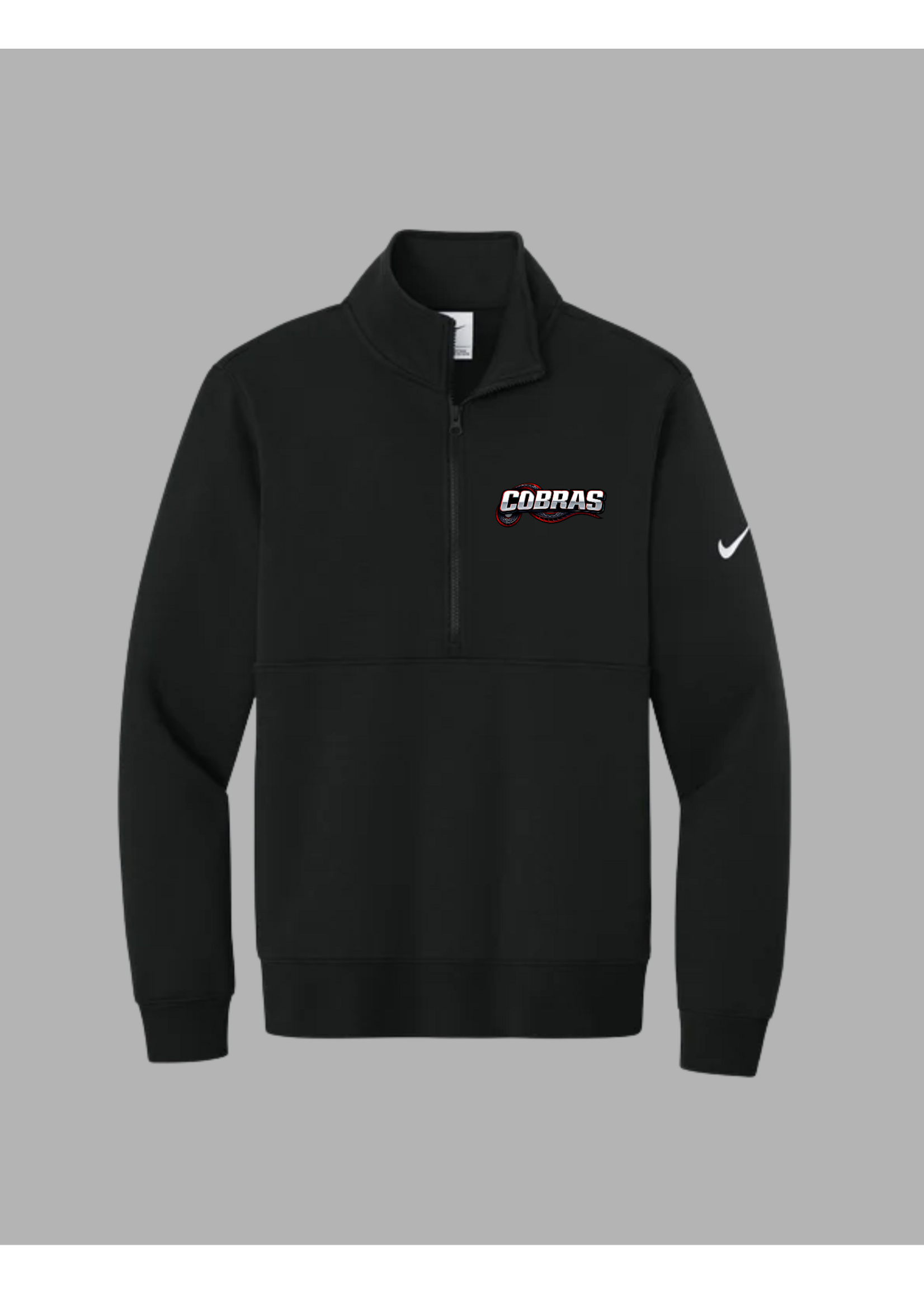 Cobras-Nike Club Fleece Sleeve Swoosh 1/2-Zip Black (NKDX6718)