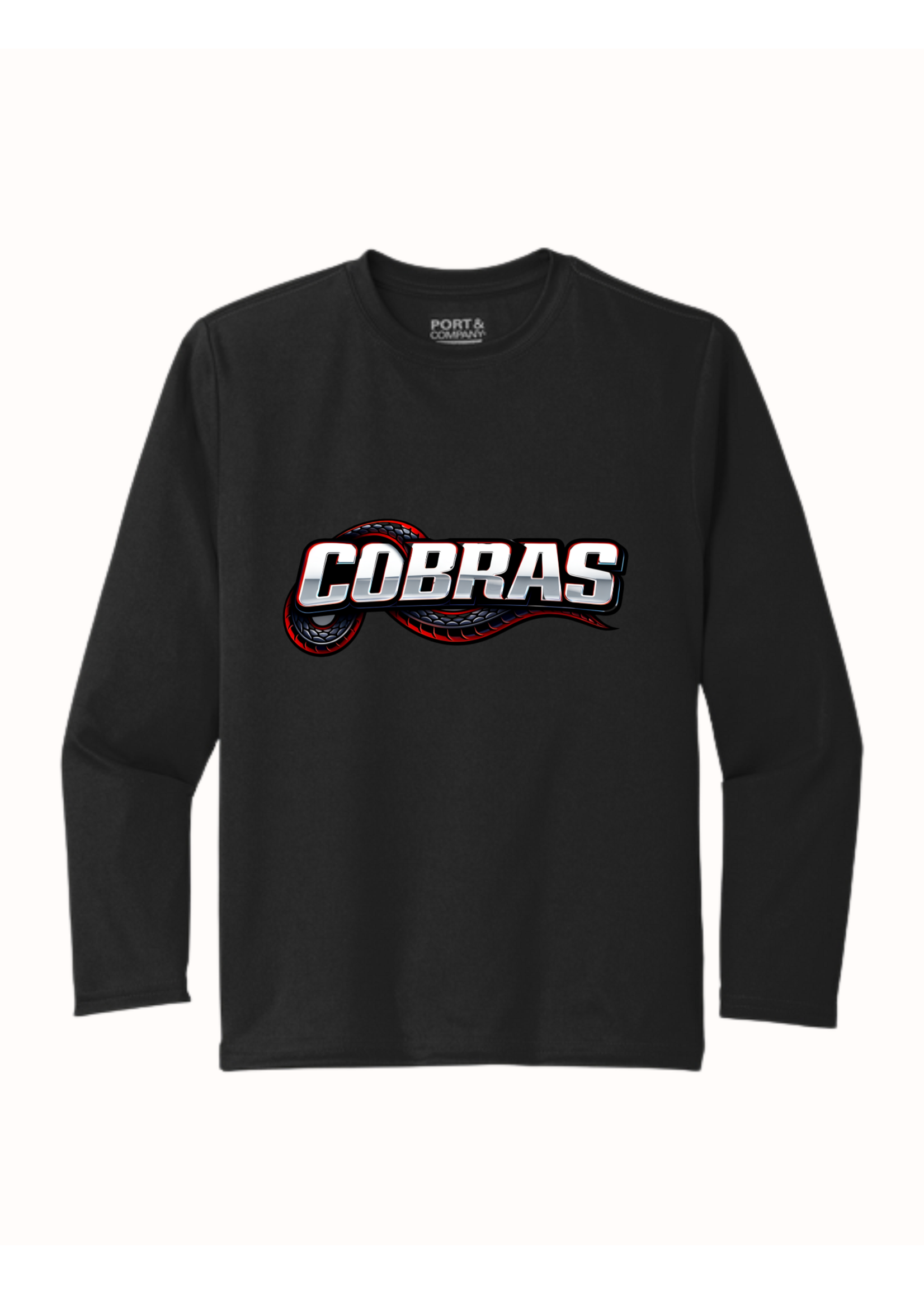 Cobras-Port & Co® Long Sleeve Performance Tee (PC380LS)