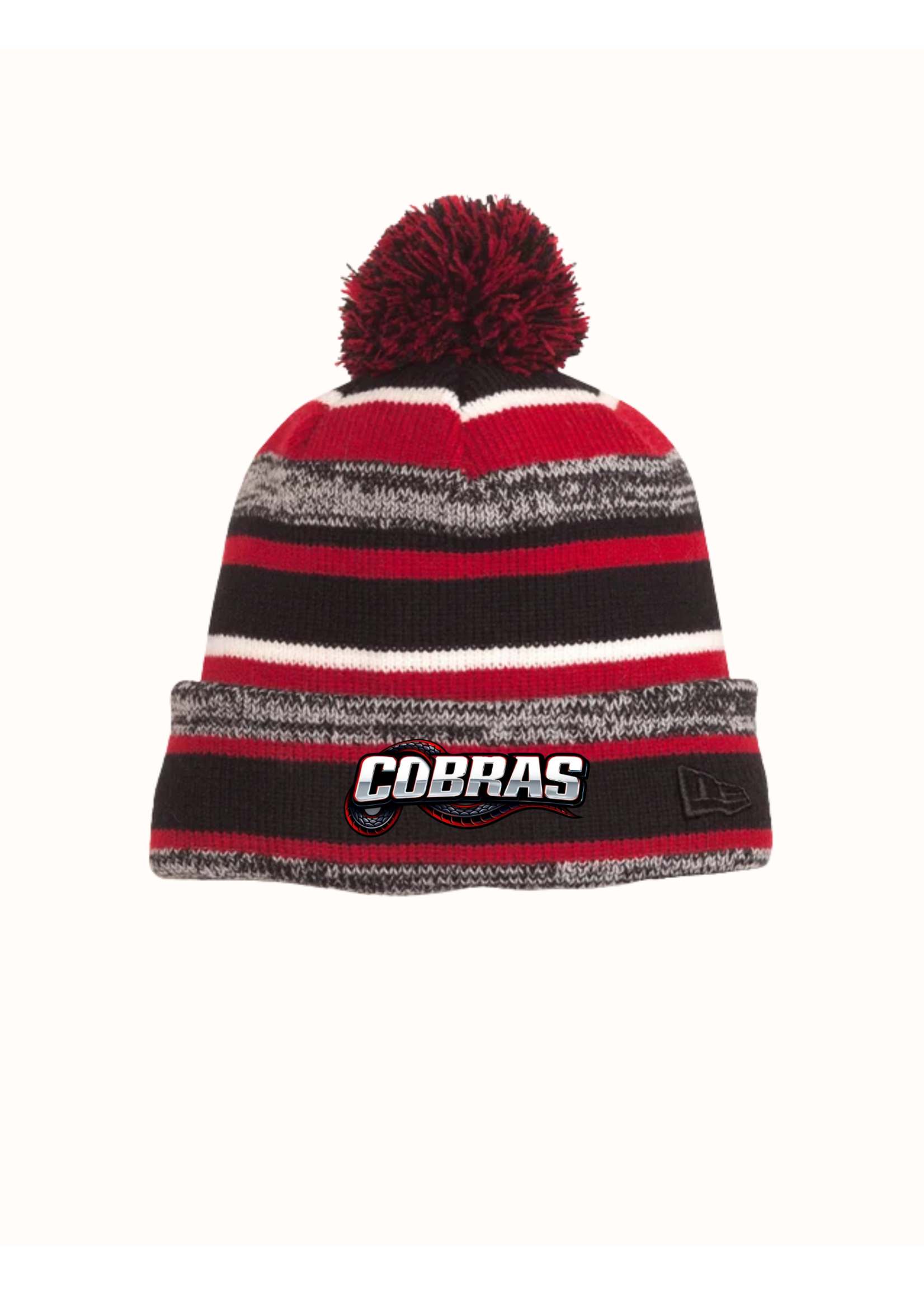 Cobras WInter Hat (NE902)-Embroidered (Black/Scarlet)