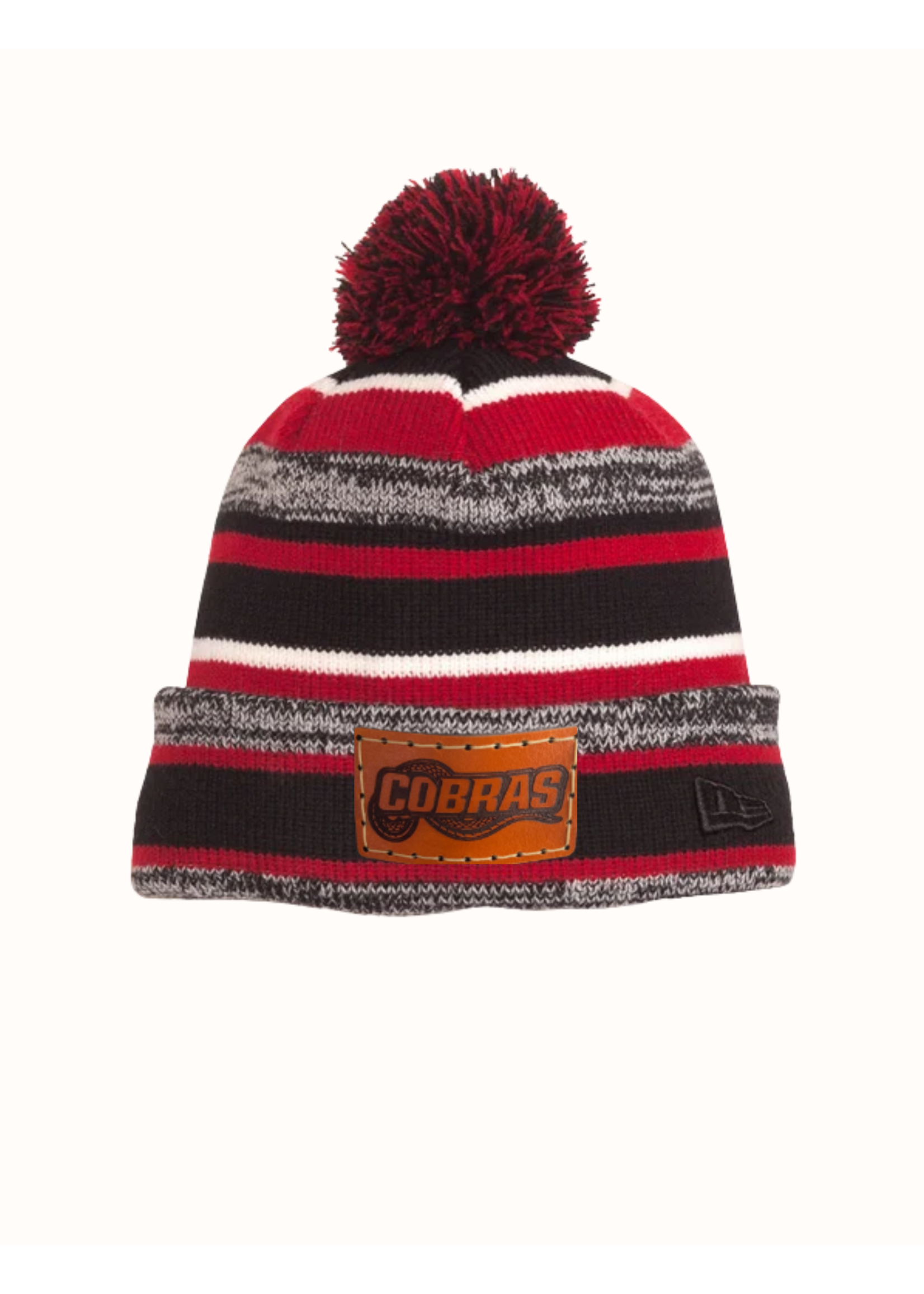 Cobras WInter Hat (NE902)-Leather Patched (Black/Scarlet)